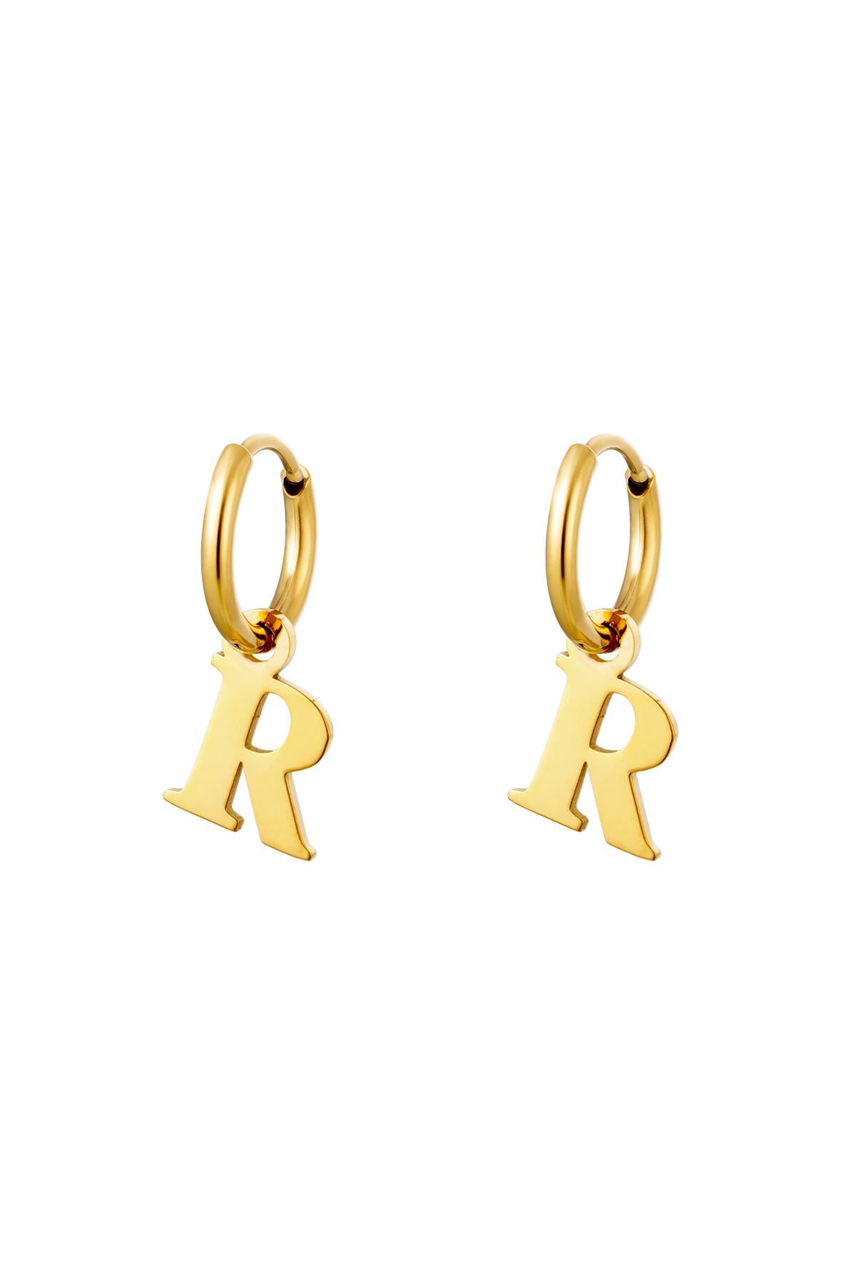 Earrings Initials "R" gold