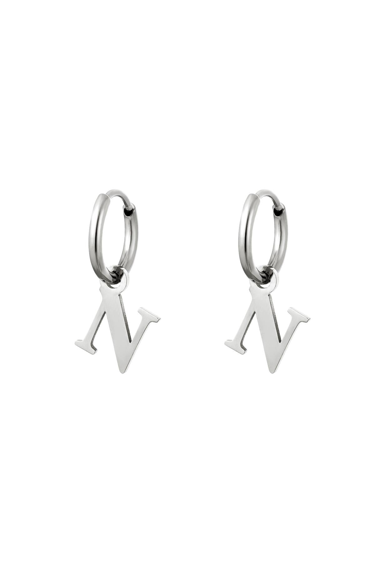 Earrings Initials "N" silver