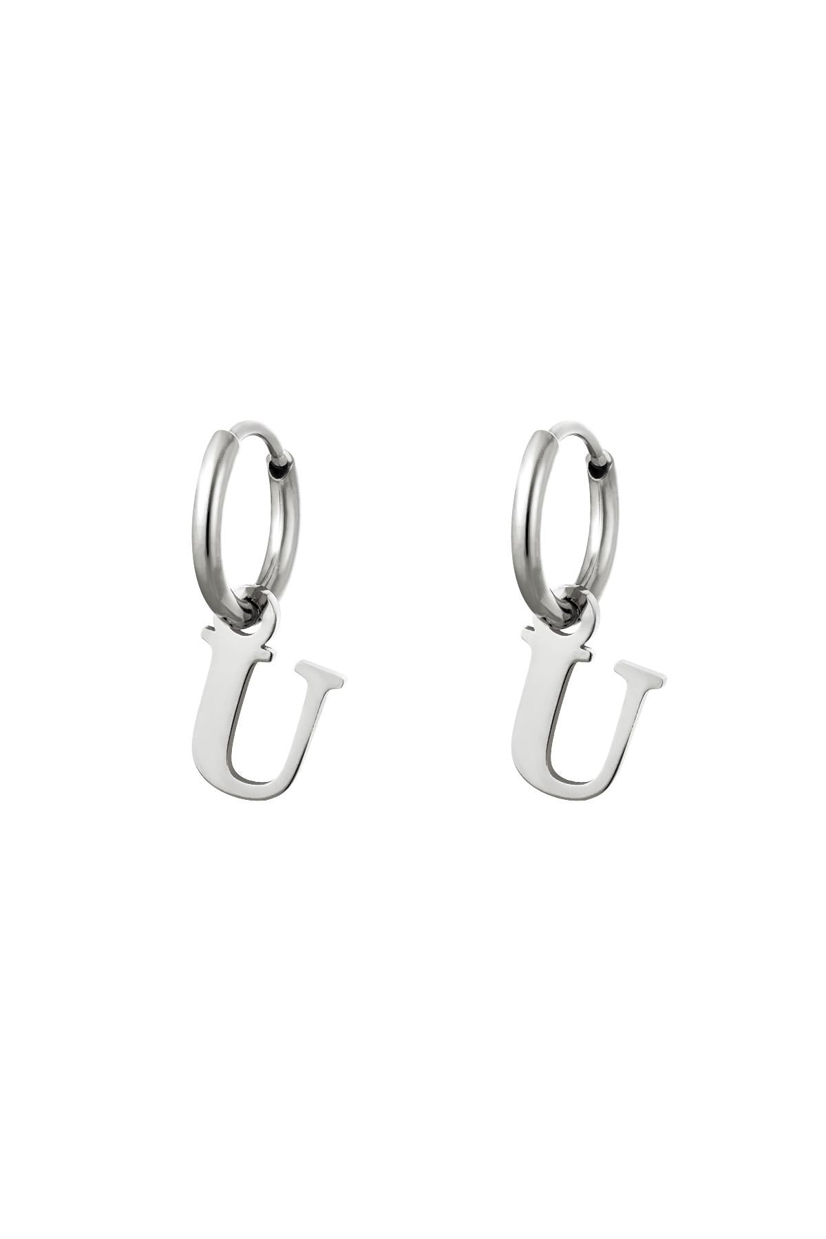 Earrings Initials "U" silver