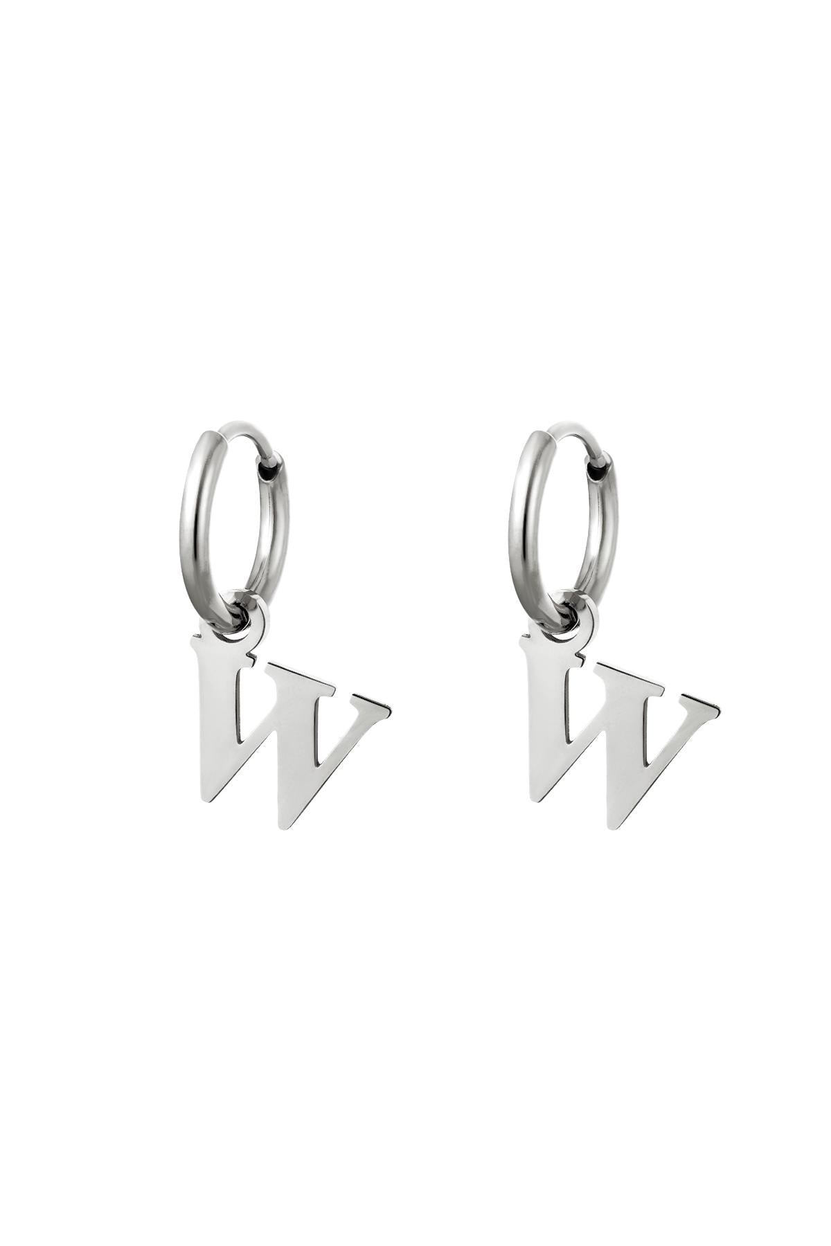 Earrings Initials "W" silver