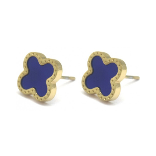 Earrings "Blue Clover", Gold