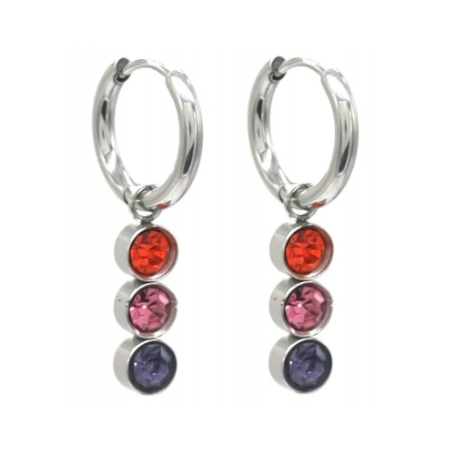 Earrings "3 crystal", Silver